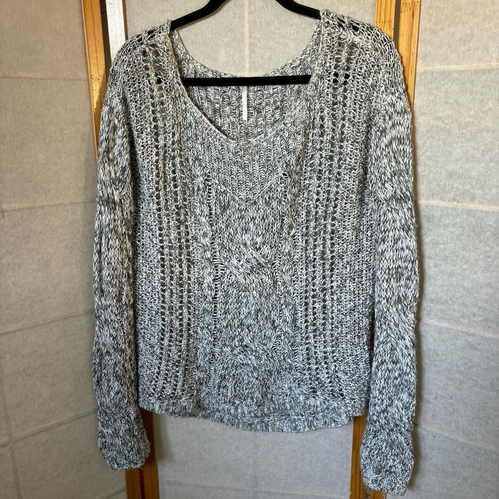 Free People Pegasus Yarn West‎ End Pullover Chunky Sweater Size M Grey Winter